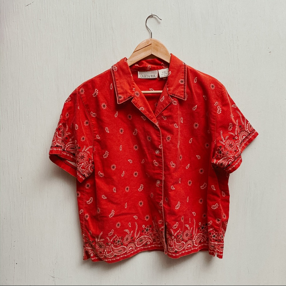 Vintage 90s red paisley top